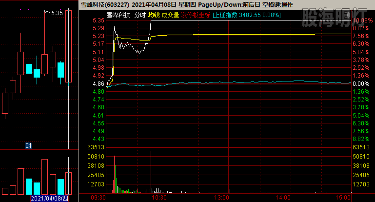 雪峰科技 逆市涨停.png
